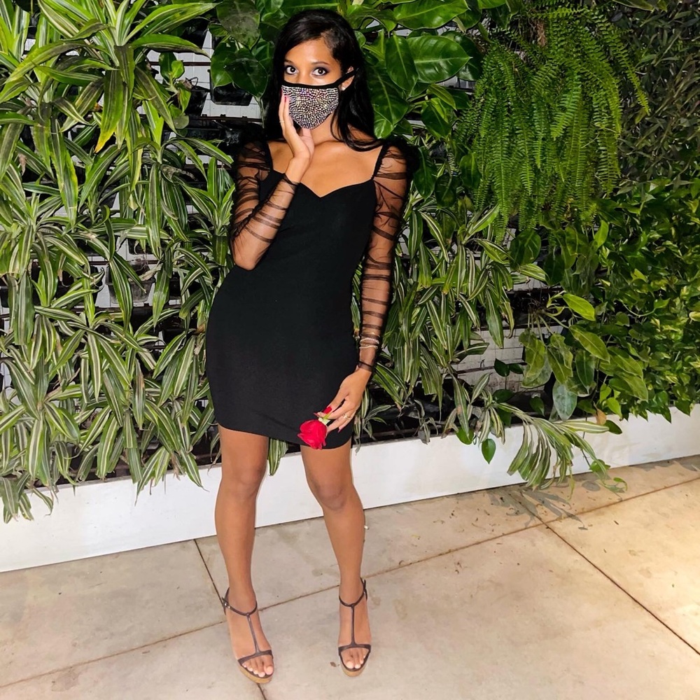 3 for $25 PLT black dress with mesh sleeves